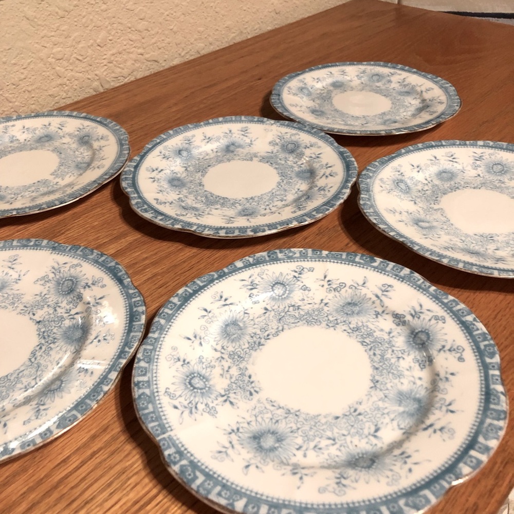 1890s Blue & White Wileman & Co China, 6 Plates